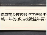 临夏东乡技校数控学费多少钱一年(东乡技校数控年费)
