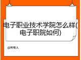 电子职业技术学院怎么样(电子职院如何)