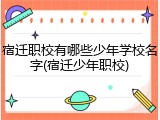 宿迁职校有哪些少年学校名字(宿迁少年职校)