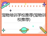 宠物培训学校推荐(宠物训校推荐)