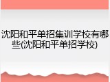 沈阳和平单招集训学校有哪些(沈阳和平单招学校)