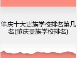 肇庆十大贵族学校排名第几名(肇庆贵族学校排名)