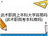 武术职高上本科大学容易吗(武术职高考本科难吗)