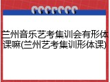 兰州音乐艺考集训会有形体课嘛(兰州艺考集训形体课)
