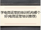 学电商运营的培训机构哪个好(电商运营培训推荐)
