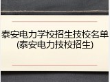 泰安电力学校招生技校名单(泰安电力技校招生)