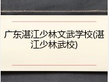 广东湛江少林文武学校(湛江少林武校)