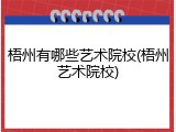 梧州有哪些艺术院校(梧州艺术院校)