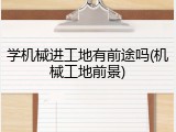 学机械进工地有前途吗(机械工地前景)