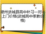 德州武城县高中补习一对一上门价格(武城高中家教价格)