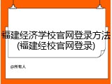 福建经济学校官网登录方法(福建经校官网登录)