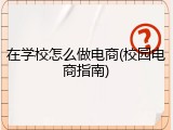 在学校怎么做电商(校园电商指南)