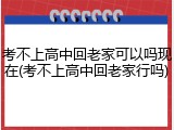 考不上高中回老家可以吗现在(考不上高中回老家行吗)