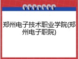 郑州电子技术职业学院(郑州电子职院)