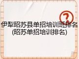 伊犁昭苏县单招培训班排名(昭苏单招培训排名)