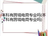 本科有跨境电商专业吗(本科有跨境电商专业吗)
