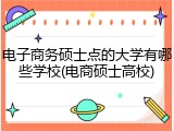 电子商务硕士点的大学有哪些学校(电商硕士高校)