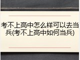 考不上高中怎么样可以去当兵(考不上高中如何当兵)
