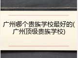 广州哪个贵族学校最好的(广州顶级贵族学校)