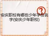 安庆职校有哪些少年学校名字(安庆少年职校)