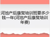 河池产后康复培训班要多少钱一年(河池产后康复培训年费)
