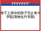 考不上高中的孩子怎么考大学呢(落榜生升学路)