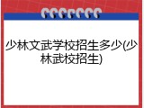少林文武学校招生多少(少林武校招生)