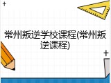 常州叛逆学校课程(常州叛逆课程)