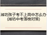 潍坊孩子考不上高中怎么办(潍坊中考落榜对策)