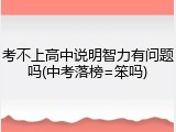 考不上高中说明智力有问题吗(中考落榜=笨吗)