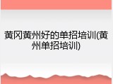 黄冈黄州好的单招培训(黄州单招培训)