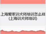 上海爱家训犬师培训怎么样(上海训犬师培训)