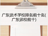广东武术学校排名前十名(广东武校前十)
