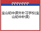 宝山初中课外补习学校(宝山初中补课)