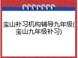 宝山补习机构辅导九年级(宝山九年级补习)