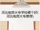 河北电商大专学校哪个好(河北电商大专推荐)