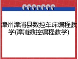漳州漳浦县数控车床编程教学(漳浦数控编程教学)