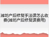潍坊产后修复手法课怎么收费(潍坊产后修复课费用)