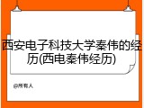 西安电子科技大学秦伟的经历(西电秦伟经历)