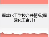 福建化工学校合并情况(福建化工合并)