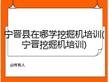 宁晋县在哪学挖掘机培训(宁晋挖掘机培训)