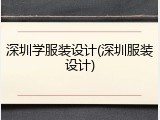 深圳学服装设计(深圳服装设计)