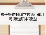 孩子叛逆封闭学校职中能上吗(叛逆职中可选)