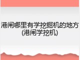 港闸哪里有学挖掘机的地方(港闸学挖机)