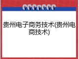 贵州电子商务技术(贵州电商技术)