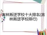吉林叛逆学校十大排名(吉林叛逆学校排行)