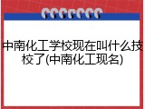 中南化工学校现在叫什么技校了(中南化工现名)