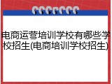 电商运营培训学校有哪些学校招生(电商培训学校招生)
