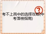 考不上高中的选择攻略(中考落榜指南)