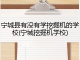宁城县有没有学挖掘机的学校(宁城挖掘机学校)